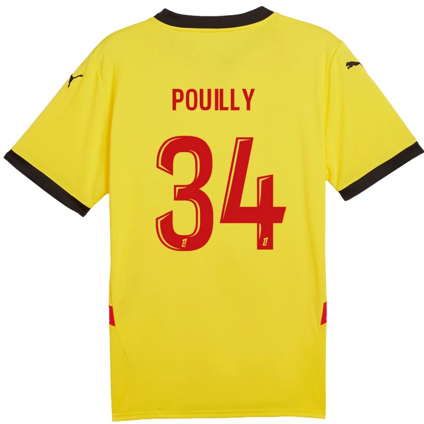 Danxen Dames Tom Pouilly #34 Geel Rood Thuisshirt Thuistenue 2024/25 T-Shirt