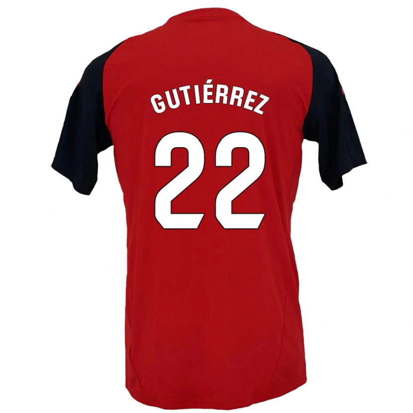 Danxen Dames Juan Gutiérrez #22 Rood Zwart Thuisshirt Thuistenue 2024/25 T-Shirt