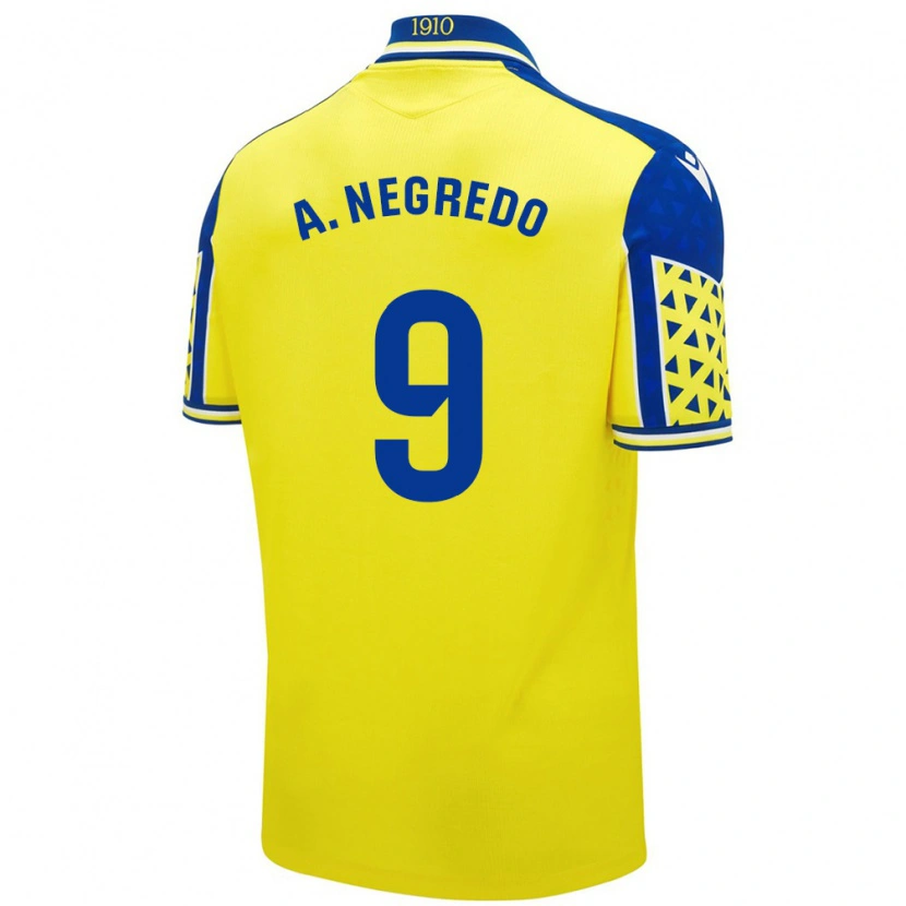 Danxen Dames Álvaro Negredo #9 Geel Blauw Thuisshirt Thuistenue 2024/25 T-Shirt