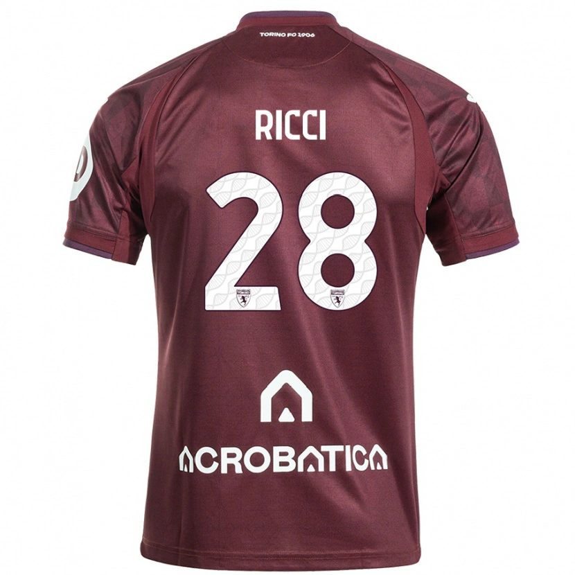 Danxen Dames Samuele Ricci #28 Kastanjebruin Wit Thuisshirt Thuistenue 2024/25 T-Shirt