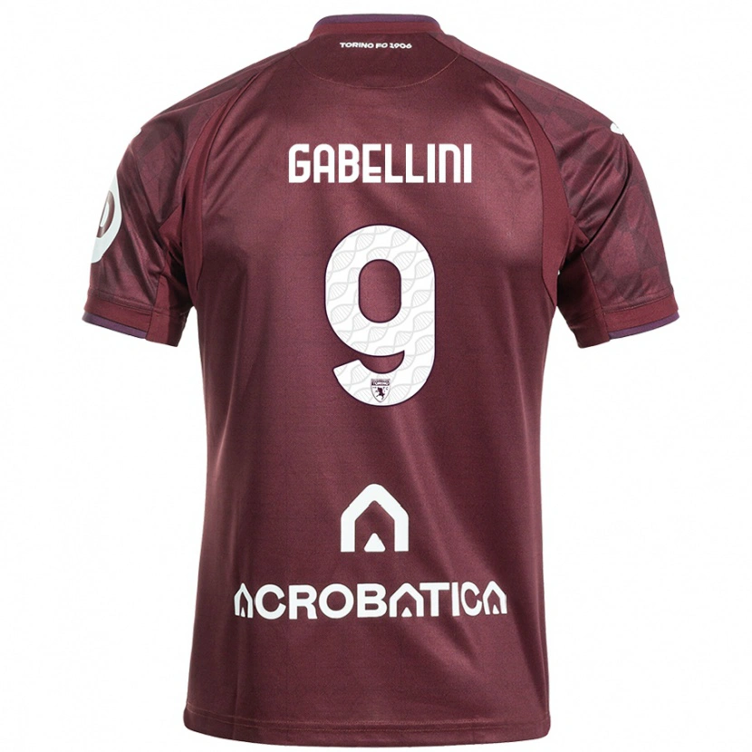 Danxen Dames Tommaso Gabellini #9 Kastanjebruin Wit Thuisshirt Thuistenue 2024/25 T-Shirt