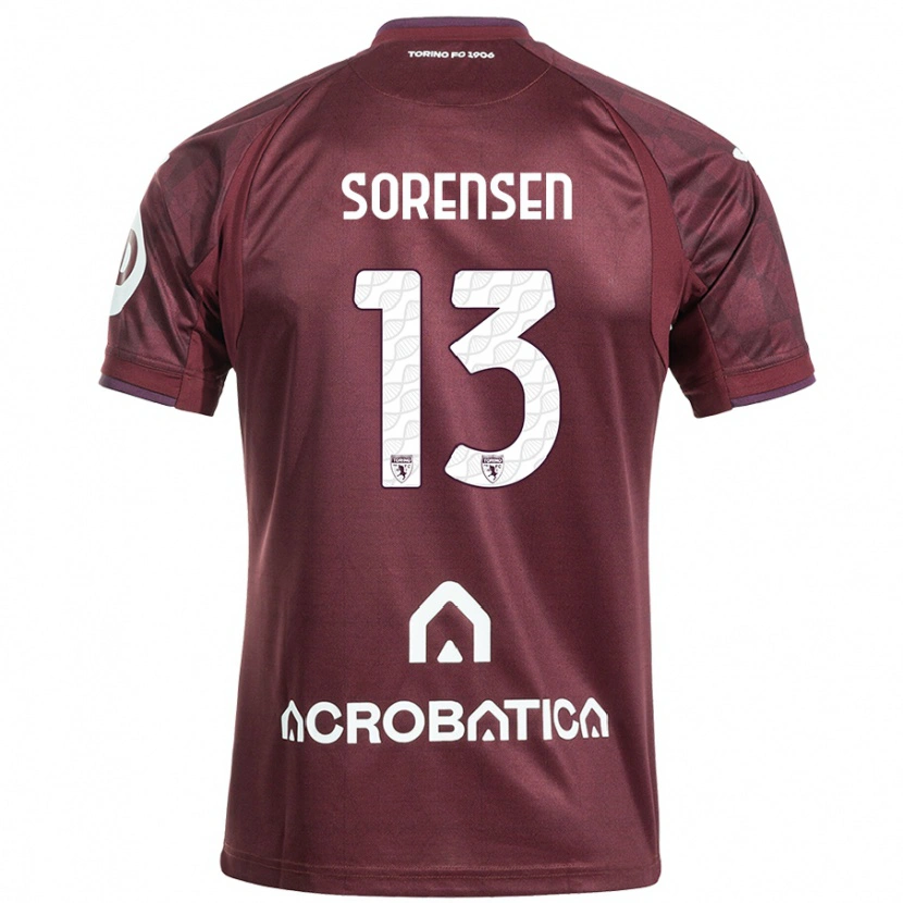 Danxen Dames Ben Sørensen #13 Kastanjebruin Wit Thuisshirt Thuistenue 2024/25 T-Shirt
