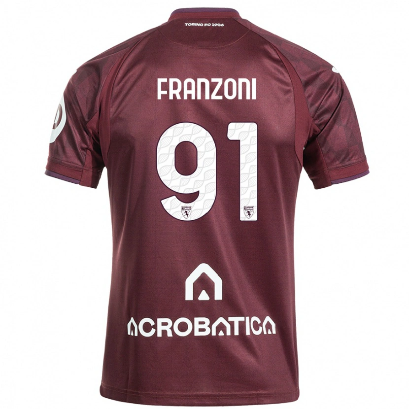 Danxen Dames Nicolò Franzoni #91 Kastanjebruin Wit Thuisshirt Thuistenue 2024/25 T-Shirt