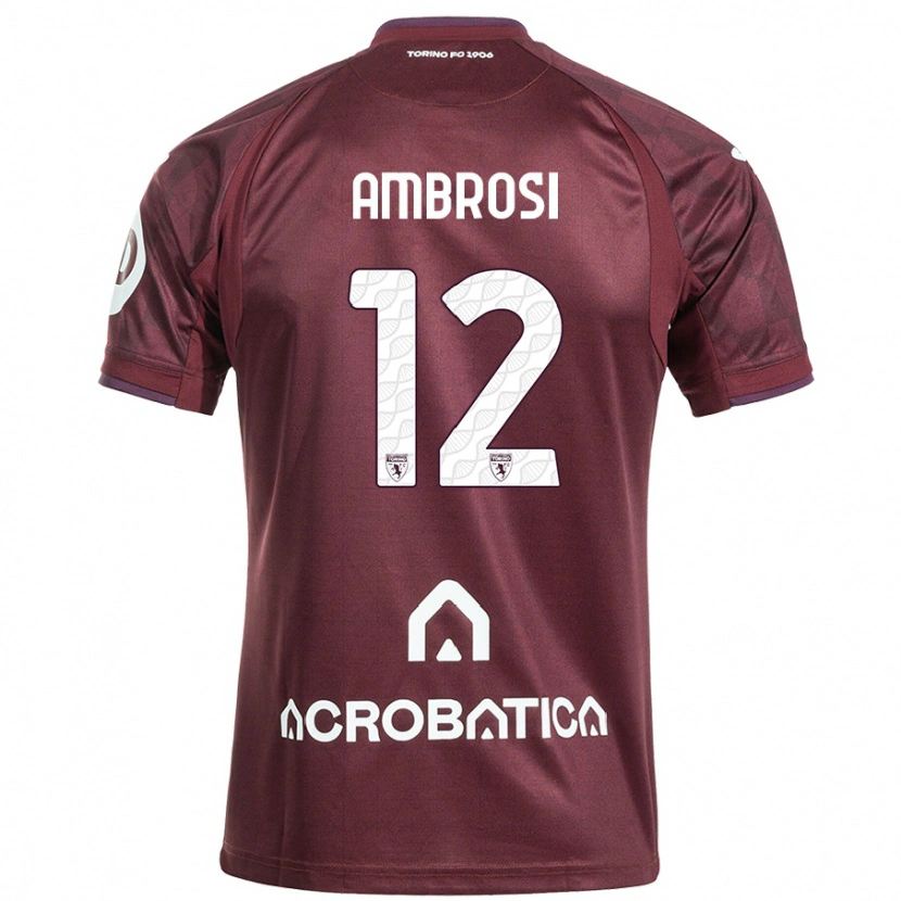 Danxen Dames Martina Ambrosi #12 Kastanjebruin Wit Thuisshirt Thuistenue 2024/25 T-Shirt