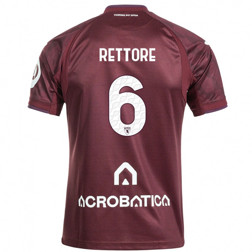 Danxen Dames Mirko Rettore #6 Kastanjebruin Wit Thuisshirt Thuistenue 2024/25 T-Shirt