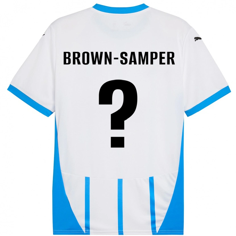 Danxen Dames Isaac Brown-Samper #0 Wit Blauw Uitshirt Uittenue 2024/25 T-Shirt