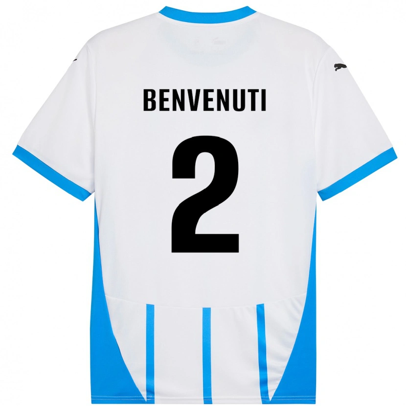 Danxen Dames Giacomo Benvenuti #2 Wit Blauw Uitshirt Uittenue 2024/25 T-Shirt