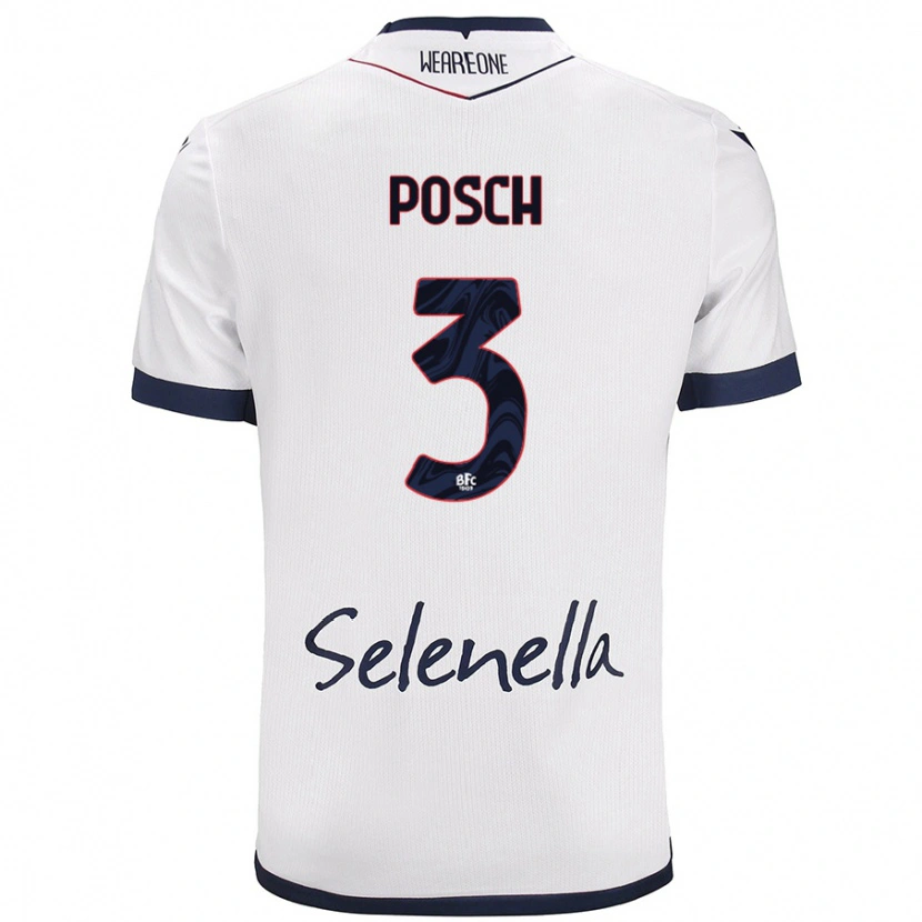 Danxen Dames Stefan Posch #3 Wit Koningsblauw Uitshirt Uittenue 2024/25 T-Shirt