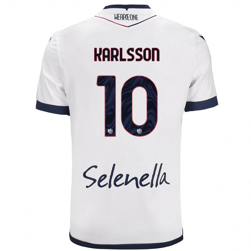 Danxen Dames Jesper Karlsson #10 Wit Koningsblauw Uitshirt Uittenue 2024/25 T-Shirt