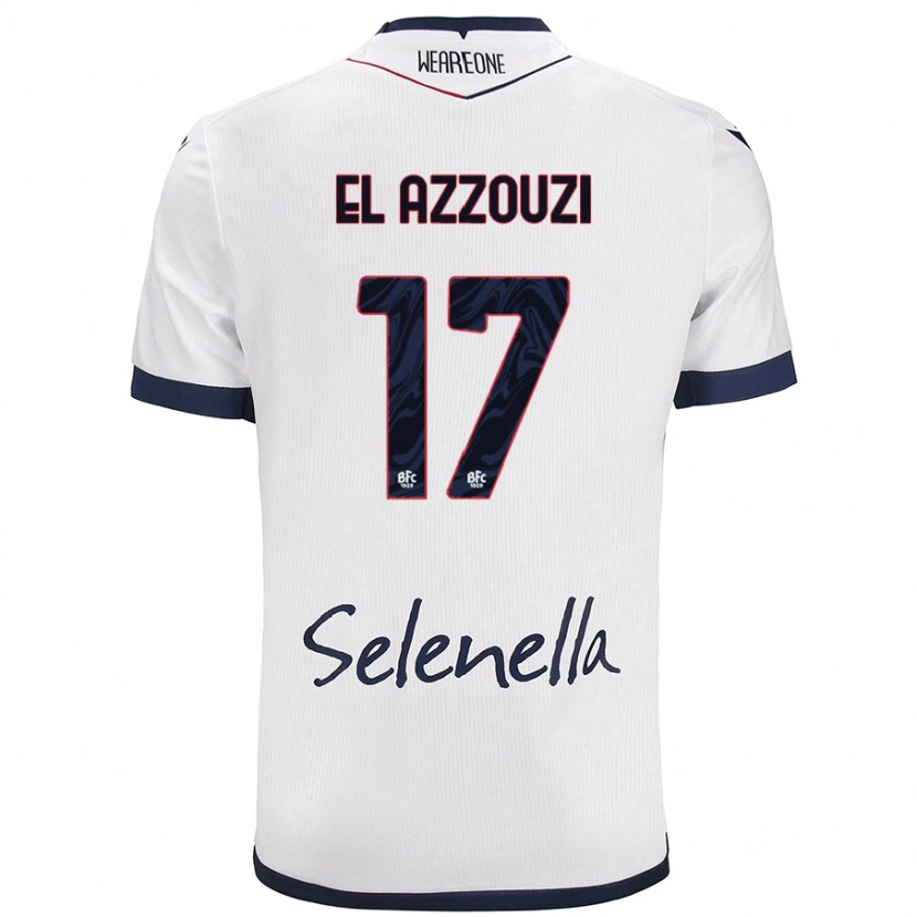 Danxen Dames Oussama El Azzouzi #17 Wit Koningsblauw Uitshirt Uittenue 2024/25 T-Shirt