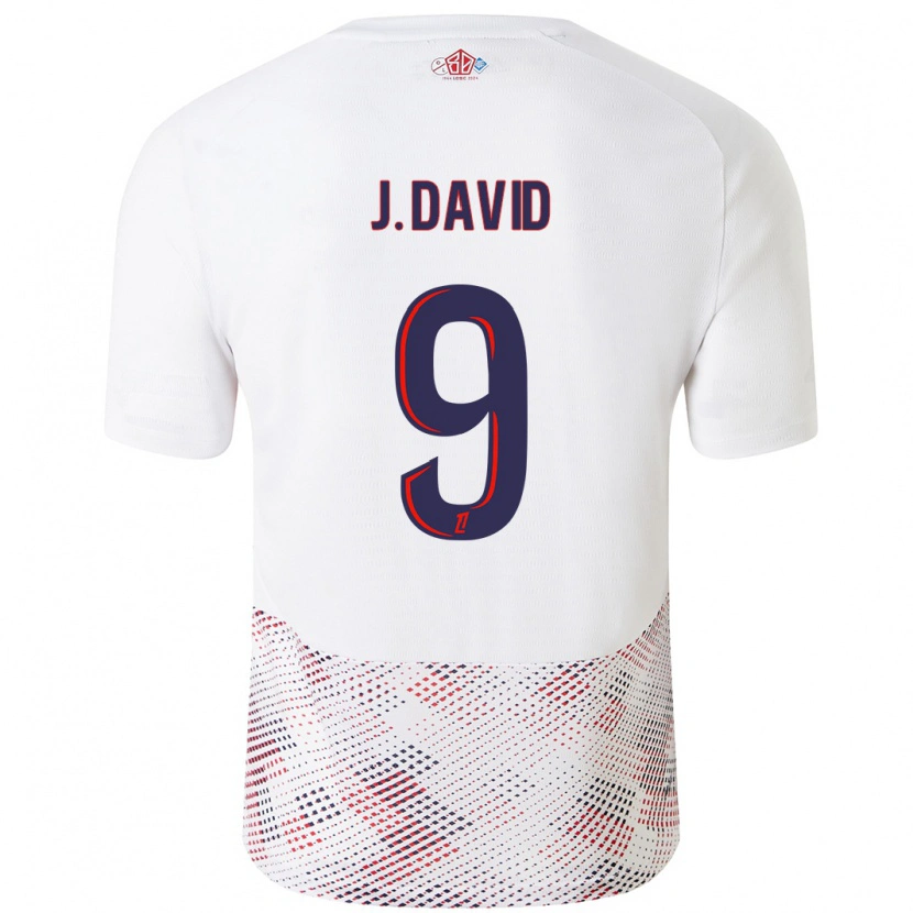 Danxen Dames Jonathan David #9 Wit Koningsblauw Uitshirt Uittenue 2024/25 T-Shirt