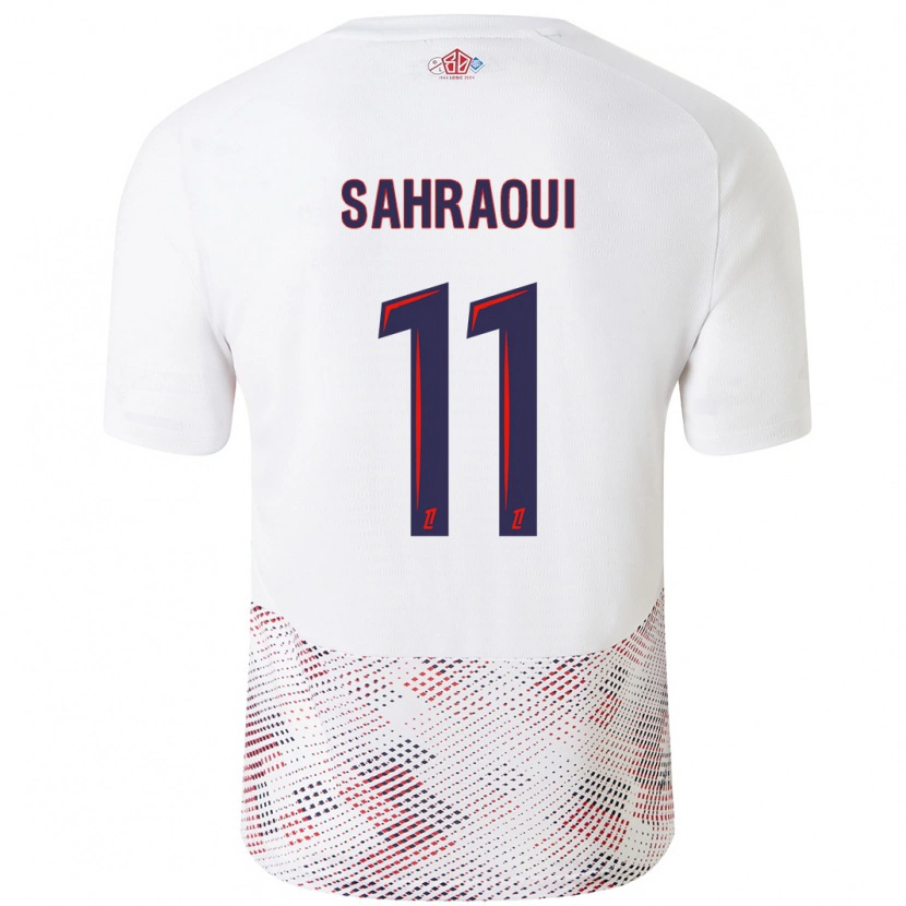Danxen Dames Osame Sahraoui #11 Wit Koningsblauw Uitshirt Uittenue 2024/25 T-Shirt