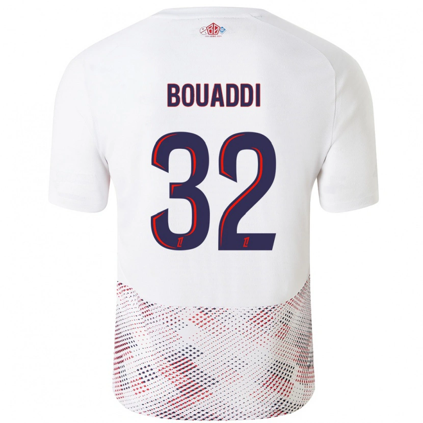 Danxen Dames Ayyoub Bouaddi #32 Wit Koningsblauw Uitshirt Uittenue 2024/25 T-Shirt