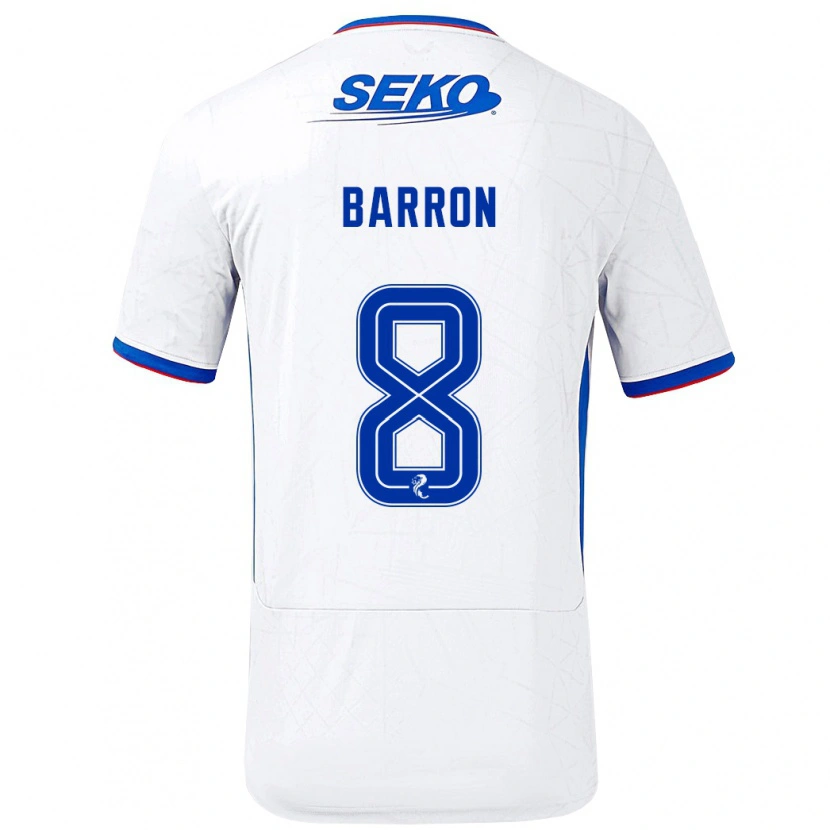 Danxen Dames Connor Barron #8 Wit Blauw Uitshirt Uittenue 2024/25 T-Shirt