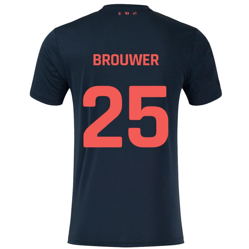 Danxen Dames Michael Brouwer #25 Zwart Rood Uitshirt Uittenue 2024/25 T-Shirt