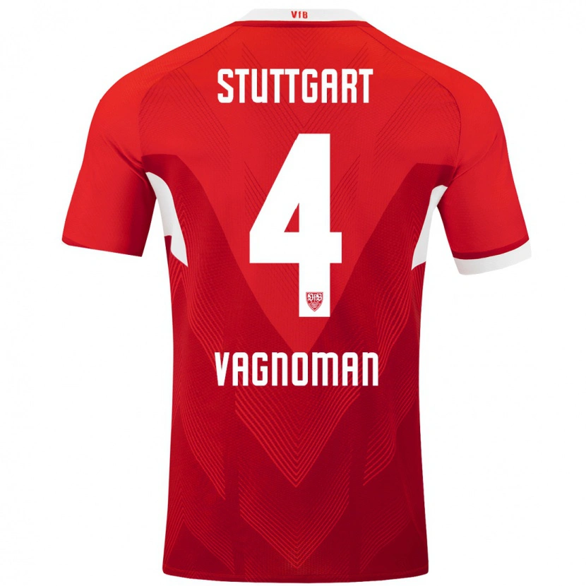 Danxen Dames Josha Vagnoman #4 Rood Wit Uitshirt Uittenue 2024/25 T-Shirt