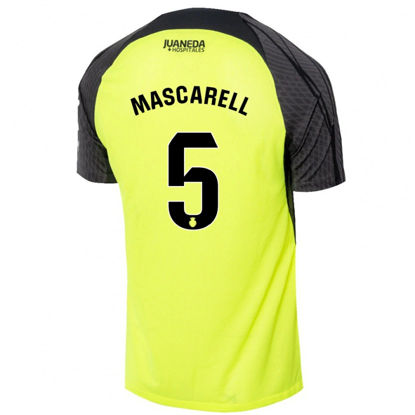 Danxen Dames Omar Mascarell #5 Fluorescerend Groen Zwart Uitshirt Uittenue 2024/25 T-Shirt