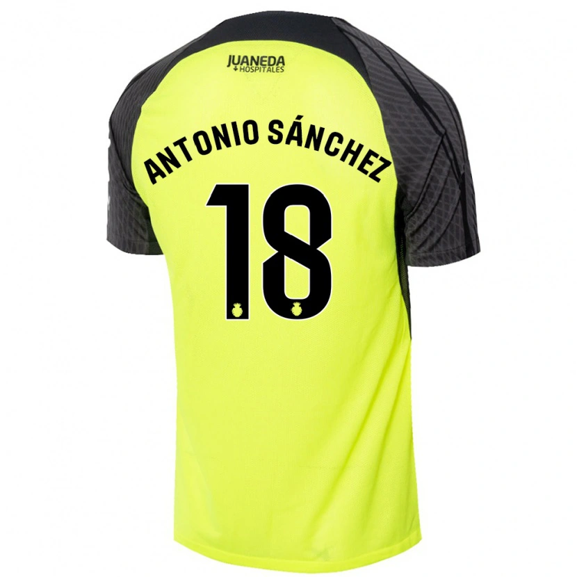 Danxen Dames Antonio Sánchez #18 Fluorescerend Groen Zwart Uitshirt Uittenue 2024/25 T-Shirt