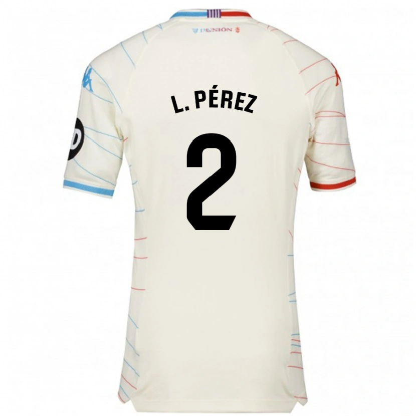 Danxen Dames Luis Pérez #2 Wit Rood Blauw Uitshirt Uittenue 2024/25 T-Shirt
