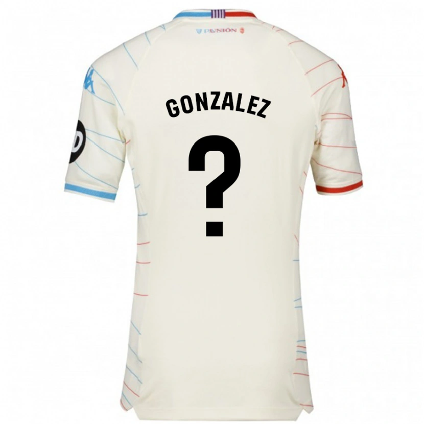 Danxen Dames Santi González #0 Wit Rood Blauw Uitshirt Uittenue 2024/25 T-Shirt