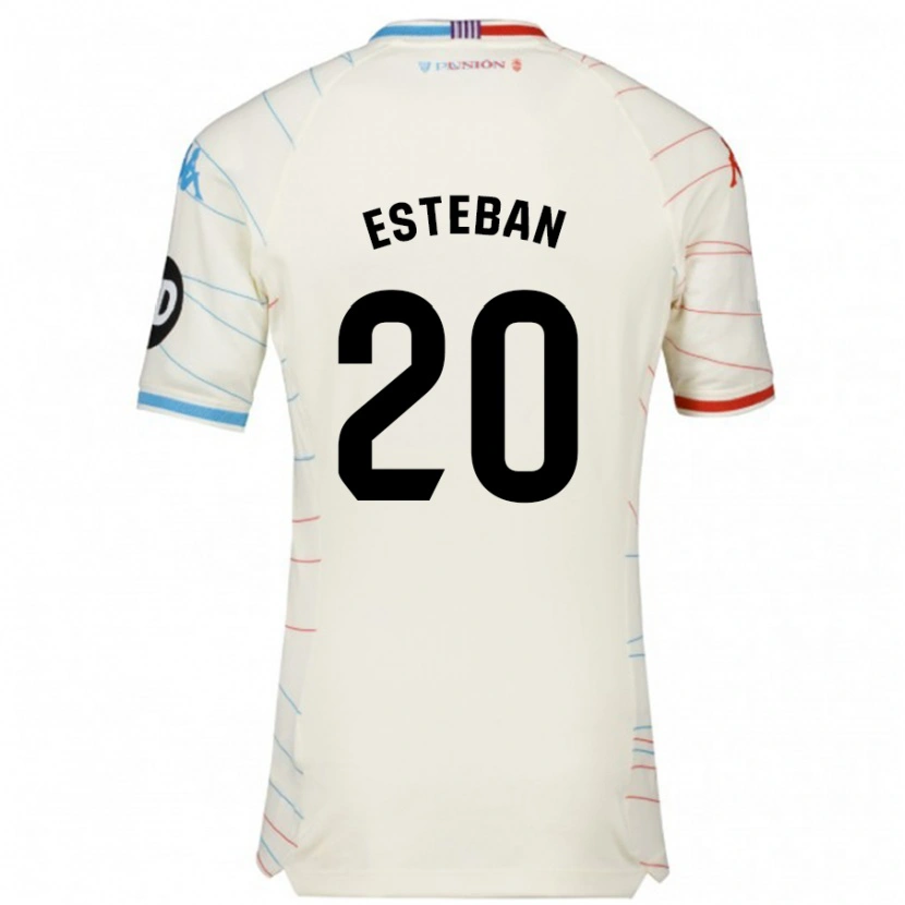 Danxen Dames Sergio Esteban #20 Wit Rood Blauw Uitshirt Uittenue 2024/25 T-Shirt