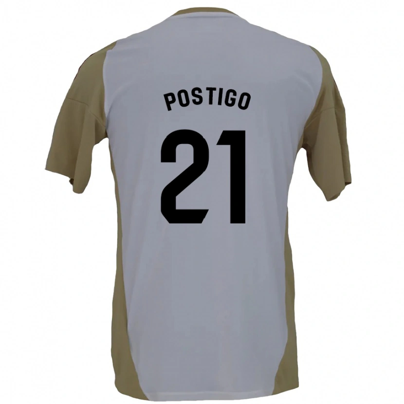 Danxen Dames Sergio Postigo #21 Bruin Wit Uitshirt Uittenue 2024/25 T-Shirt