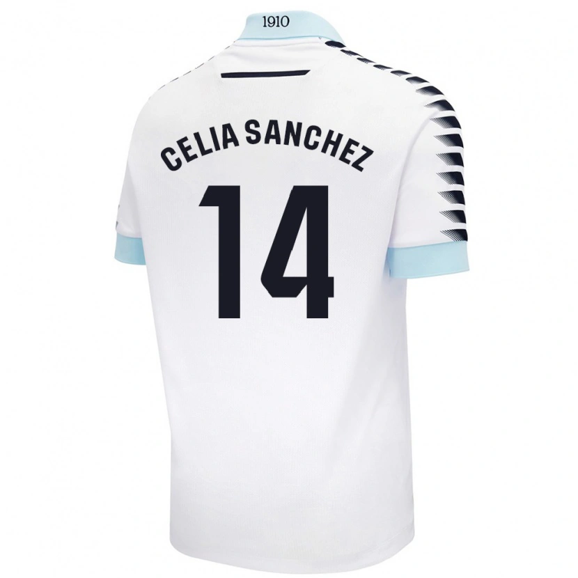 Danxen Dames Celia Sánchez García #14 Wit Blauw Uitshirt Uittenue 2024/25 T-Shirt