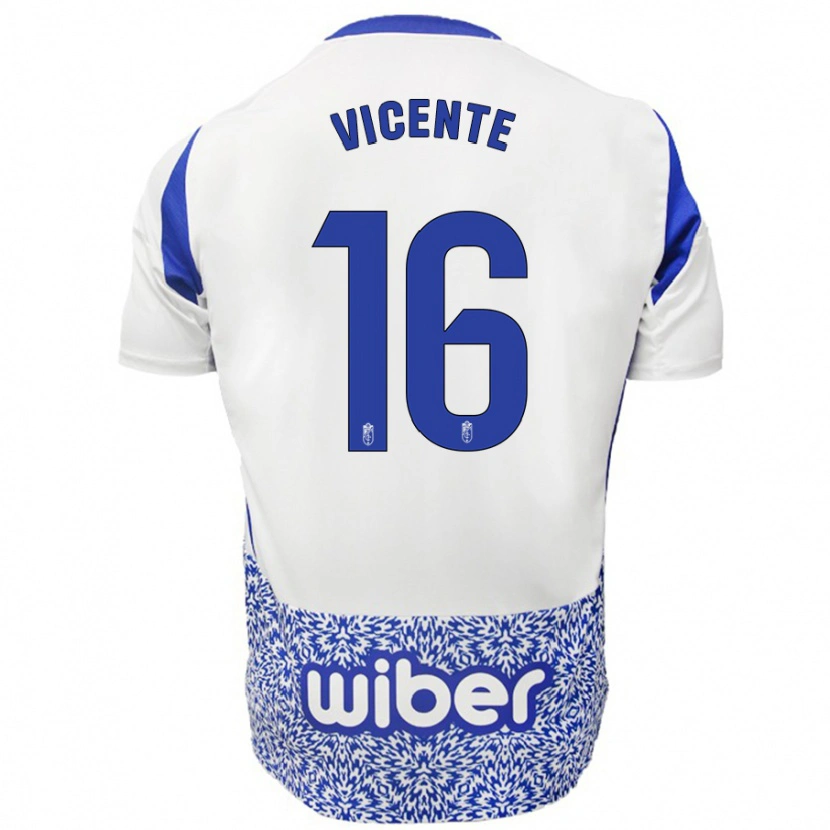 Danxen Dames Nerea Vicente #16 Wit Blauw Uitshirt Uittenue 2024/25 T-Shirt