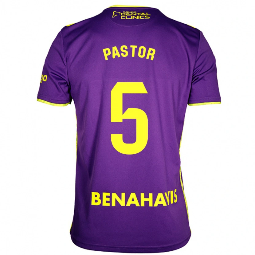 Danxen Dames Álex Pastor #5 Paars Geel Uitshirt Uittenue 2024/25 T-Shirt