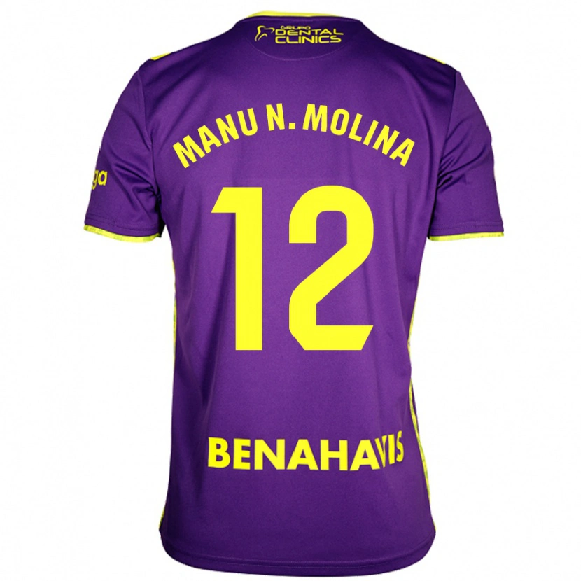 Danxen Dames Manu Molina #12 Paars Geel Uitshirt Uittenue 2024/25 T-Shirt