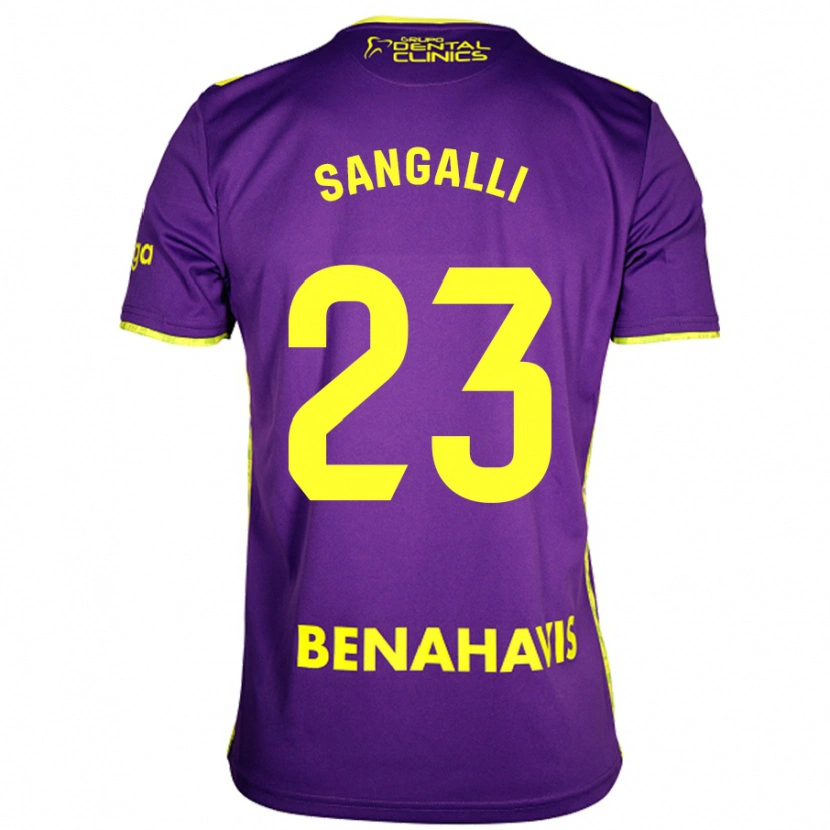 Danxen Dames Luca Sangalli #23 Paars Geel Uitshirt Uittenue 2024/25 T-Shirt