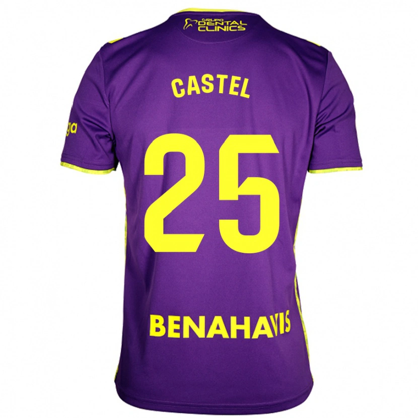 Danxen Dames Sergio Castel #25 Paars Geel Uitshirt Uittenue 2024/25 T-Shirt