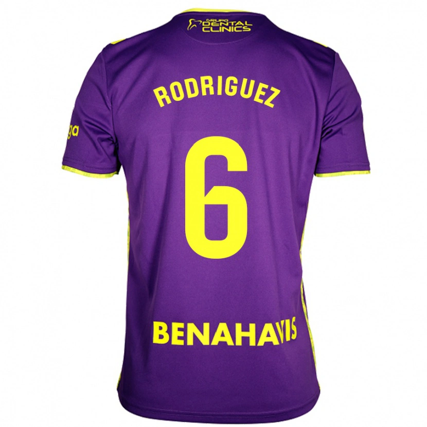 Danxen Dames Rafa Rodríguez #6 Paars Geel Uitshirt Uittenue 2024/25 T-Shirt