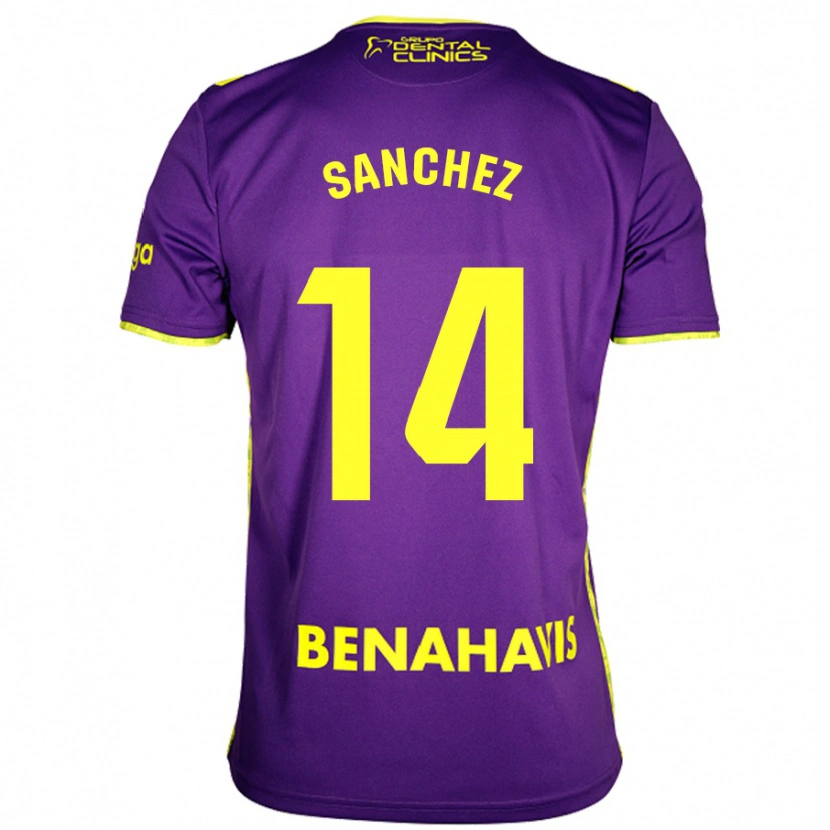 Danxen Dames Rubén Sánchez #14 Paars Geel Uitshirt Uittenue 2024/25 T-Shirt