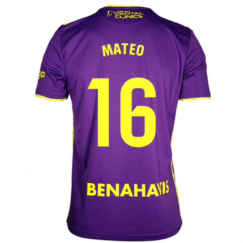 Danxen Dames Ángel Mateo #16 Paars Geel Uitshirt Uittenue 2024/25 T-Shirt