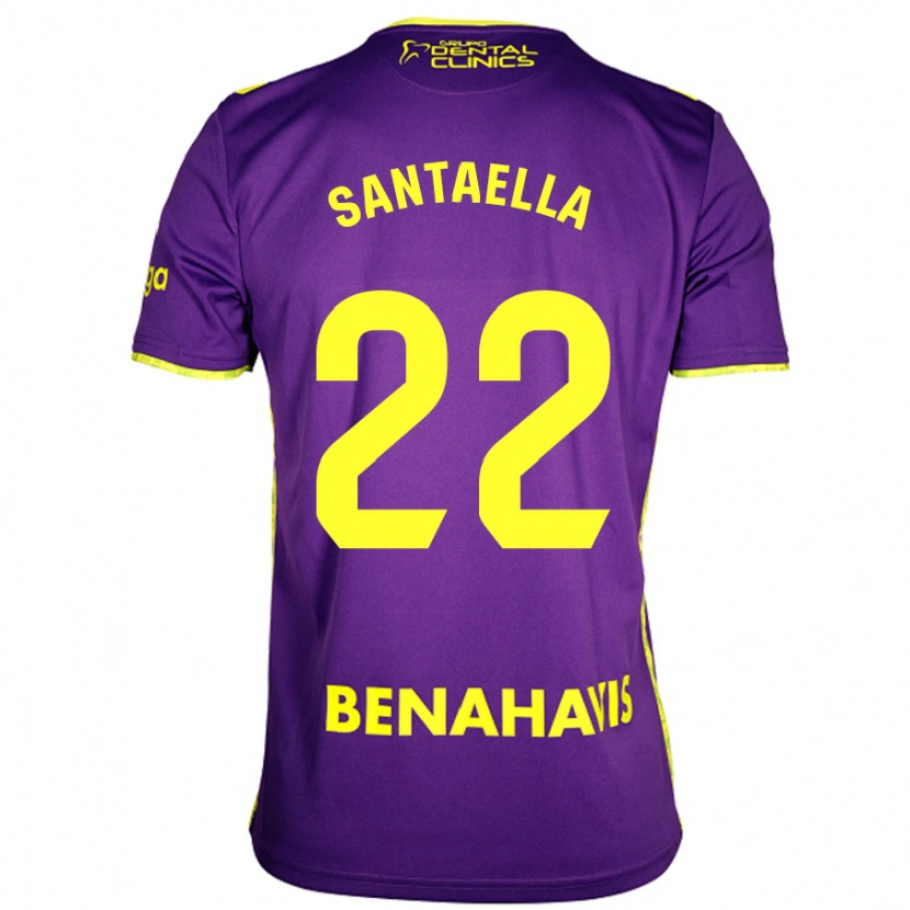 Danxen Dames Miguel Ángel Santaella #22 Paars Geel Uitshirt Uittenue 2024/25 T-Shirt