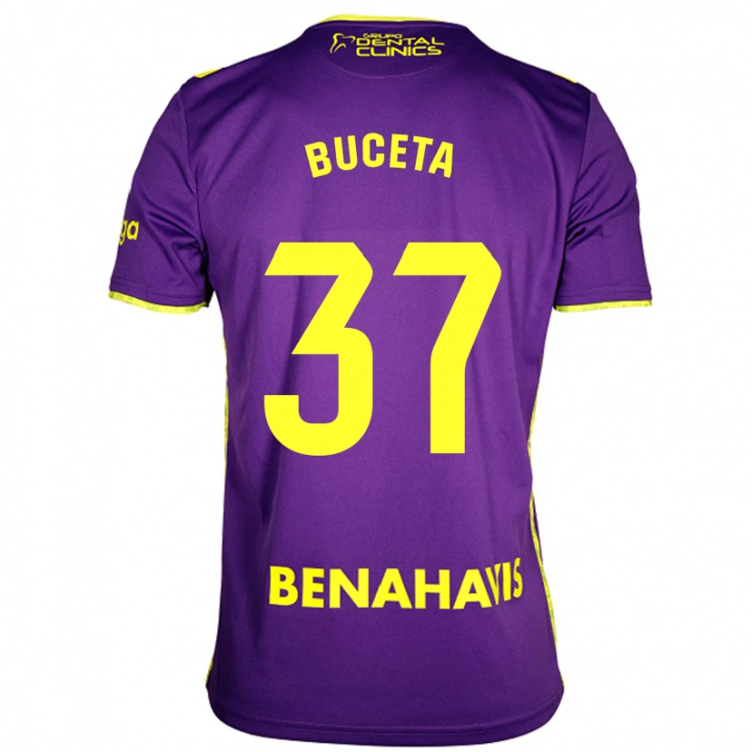 Danxen Dames Ana Buceta #37 Paars Geel Uitshirt Uittenue 2024/25 T-Shirt