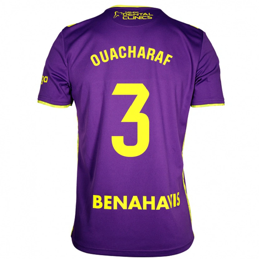 Danxen Dames Bilal Ouacharaf #3 Paars Geel Uitshirt Uittenue 2024/25 T-Shirt