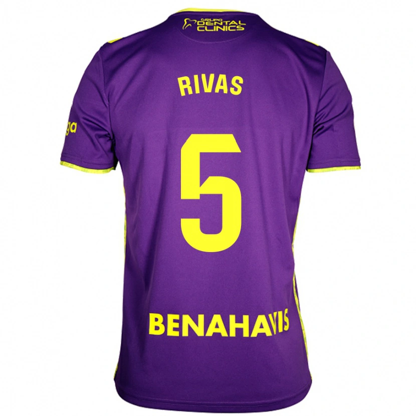 Danxen Dames Juande Rivas #5 Paars Geel Uitshirt Uittenue 2024/25 T-Shirt