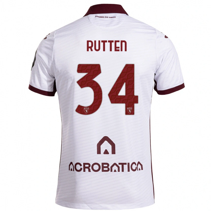 Danxen Dames Jill Rutten #34 Wit Kastanjebruin Uitshirt Uittenue 2024/25 T-Shirt