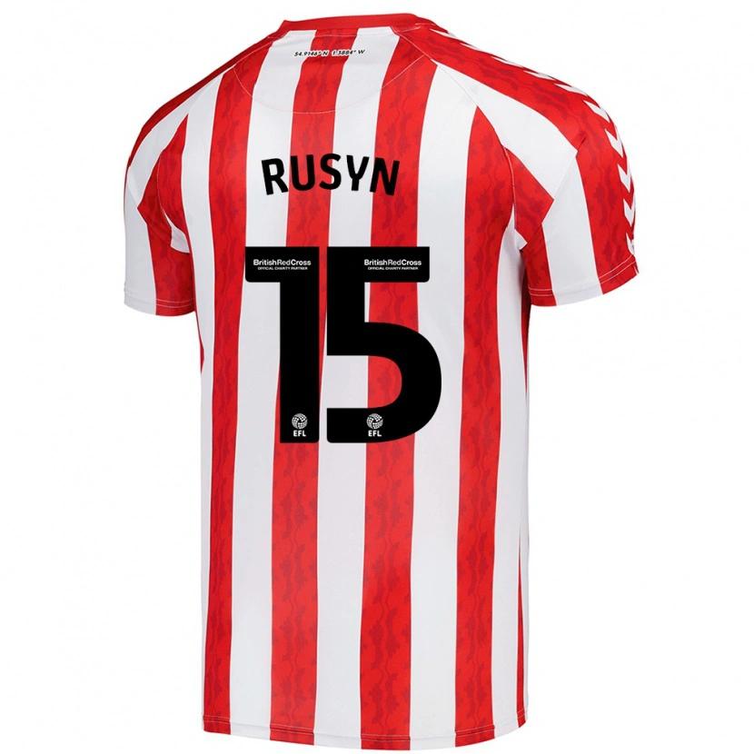 Danxen Kinderen Nazariy Rusyn #15 Rood Wit Thuisshirt Thuistenue 2024/25 T-Shirt