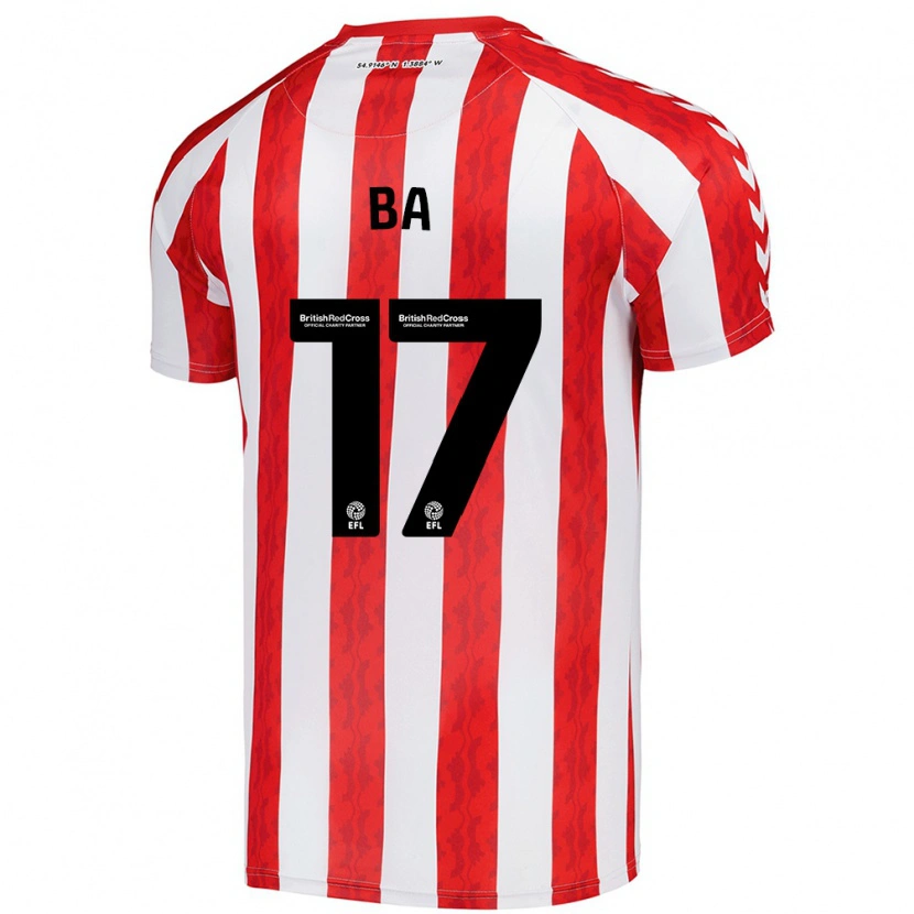 Danxen Kinderen Abdoullah Ba #17 Rood Wit Thuisshirt Thuistenue 2024/25 T-Shirt