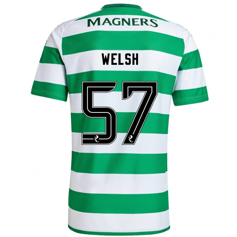 Danxen Kinderen Stephen Welsh #57 Groen Wit Thuisshirt Thuistenue 2024/25 T-Shirt