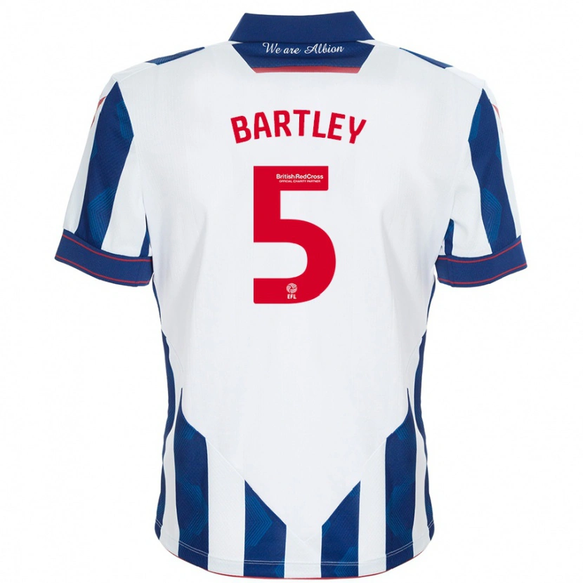 Danxen Kinderen Kyle Bartley #5 Wit Donkerblauw Thuisshirt Thuistenue 2024/25 T-Shirt