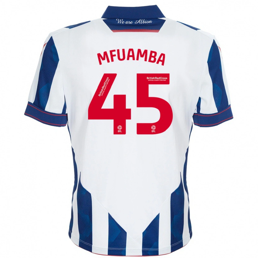 Danxen Kinderen Kevin Mfuamba #45 Wit Donkerblauw Thuisshirt Thuistenue 2024/25 T-Shirt