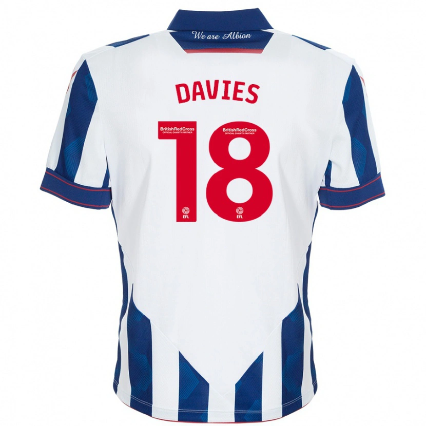 Danxen Kinderen Jessica Davies #18 Wit Donkerblauw Thuisshirt Thuistenue 2024/25 T-Shirt