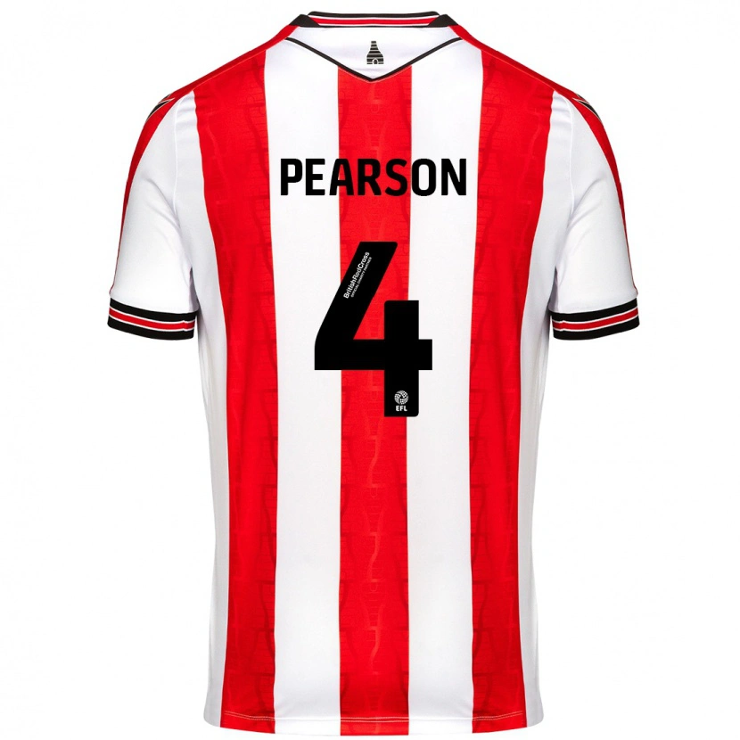 Danxen Kinderen Ben Pearson #4 Rood Wit Thuisshirt Thuistenue 2024/25 T-Shirt