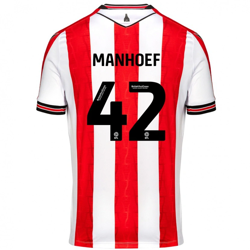 Danxen Kinderen Million Manhoef #42 Rood Wit Thuisshirt Thuistenue 2024/25 T-Shirt