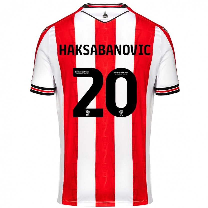 Danxen Kinderen Sead Hakšabanović #20 Rood Wit Thuisshirt Thuistenue 2024/25 T-Shirt