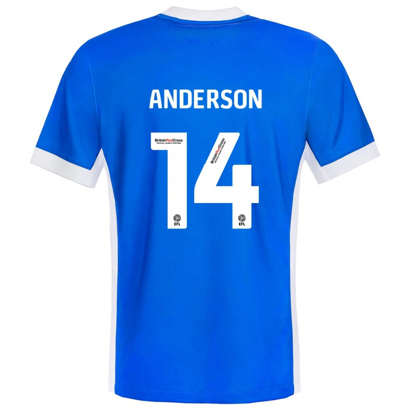 Danxen Kinderen Keshi Anderson #14 Blauw Wit Thuisshirt Thuistenue 2024/25 T-Shirt